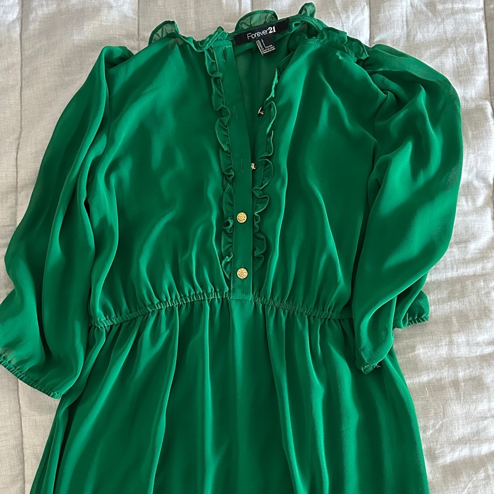 Forever 21 Green Ruffle Dress